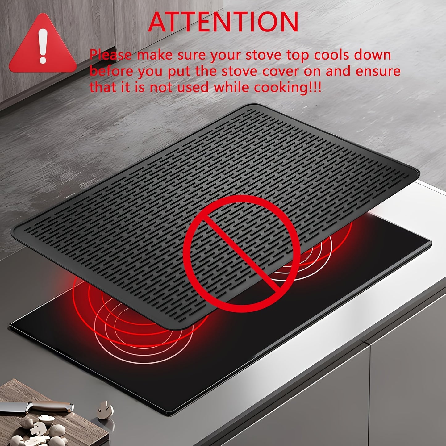 Silicone electric stove top cover mat Ceramic stove top cover, heat-resistant glass stove cover, non-slip stove mat, drain mat