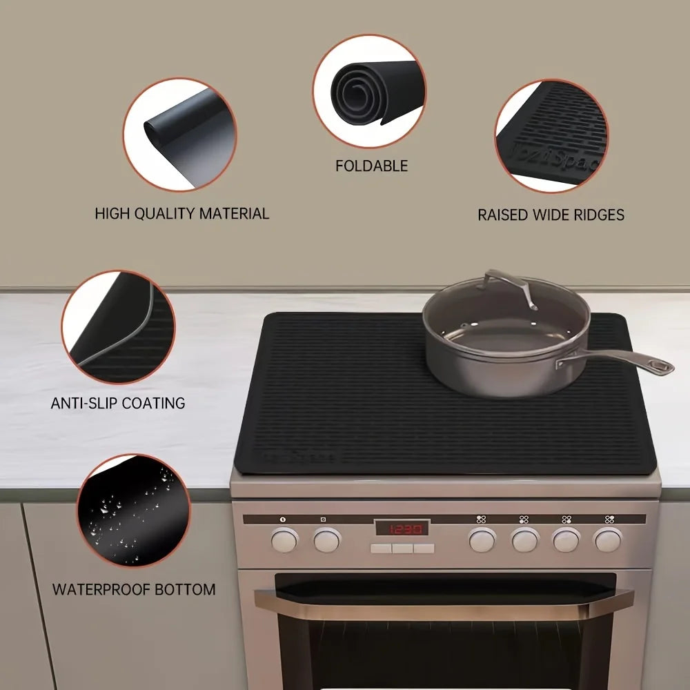 Silicone electric stove top cover mat Ceramic stove top cover, heat-resistant glass stove cover, non-slip stove mat, drain mat