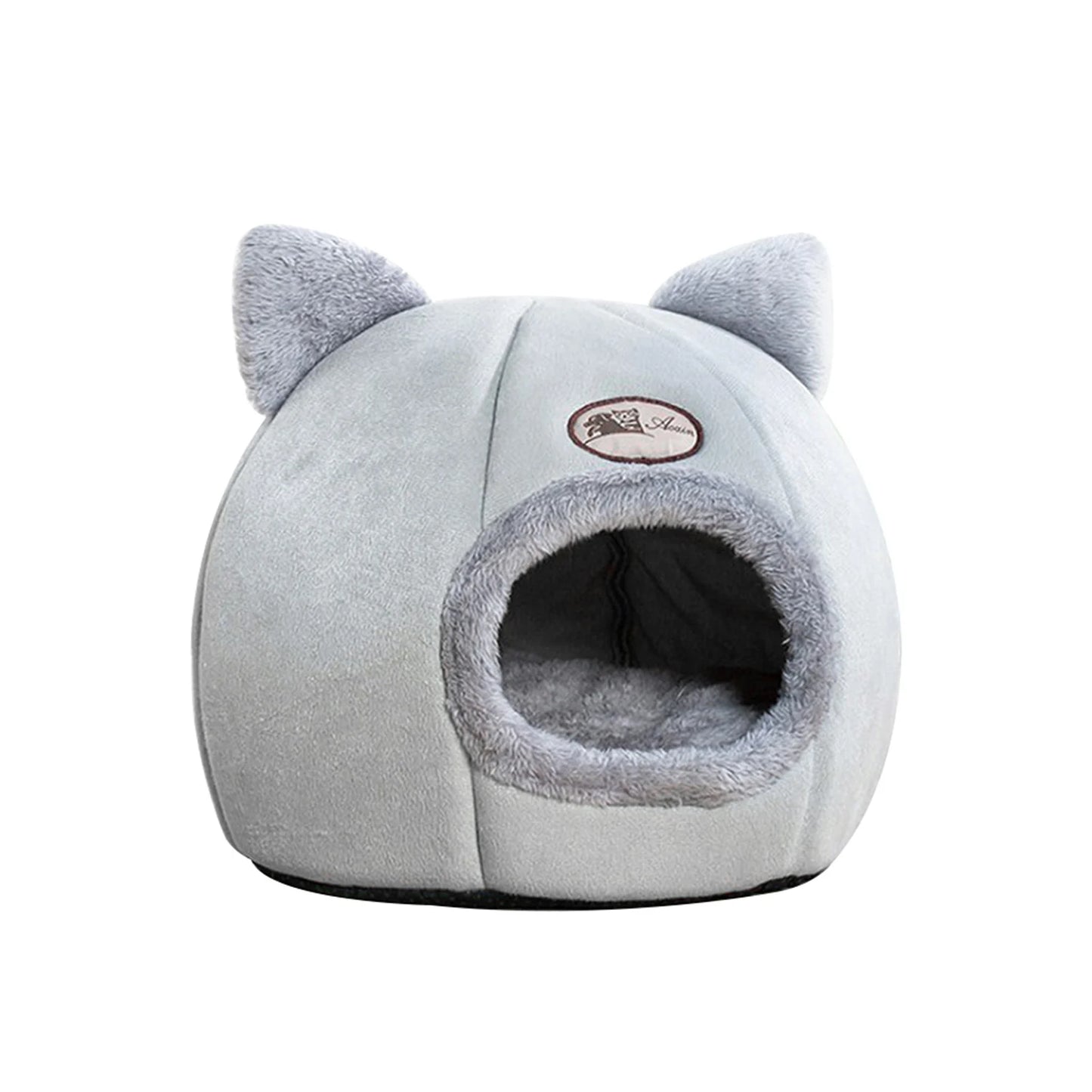 Pet Tent Cave Bed for Cats/Small Dogs Velvet Self-Warming 2-in-1 Cat Tent/Kitten Bed/Cat Hut with Removable Washable Cushion
