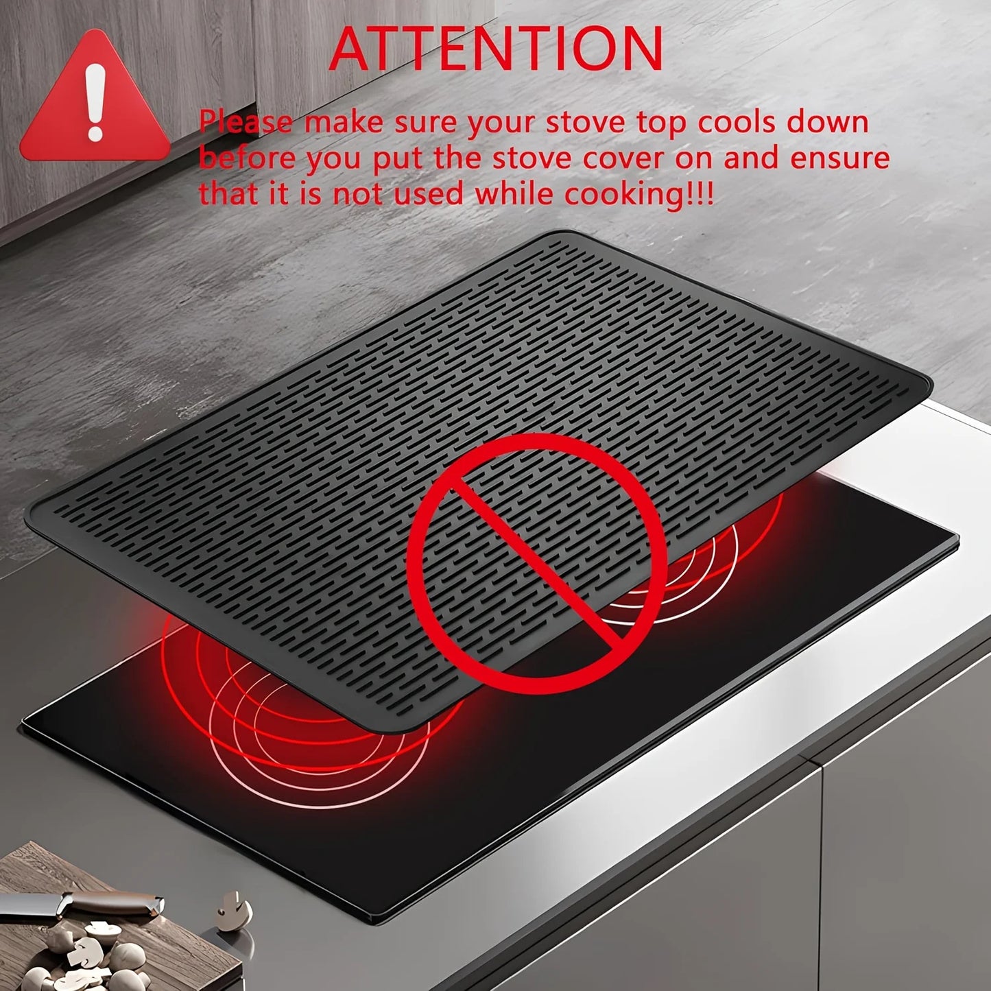 Silicone electric stove top cover mat Ceramic stove top cover, heat-resistant glass stove cover, non-slip stove mat, drain mat