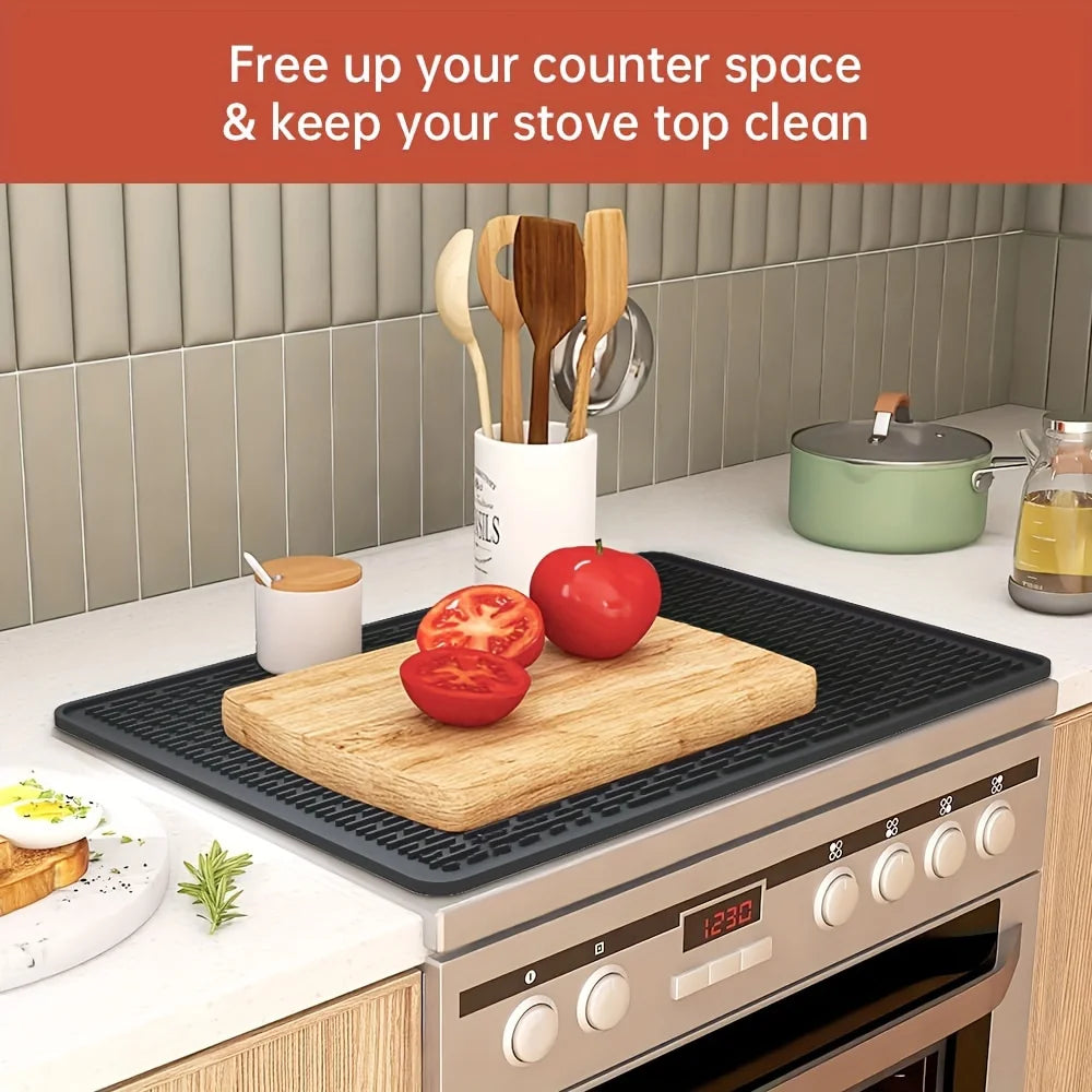 Silicone electric stove top cover mat Ceramic stove top cover, heat-resistant glass stove cover, non-slip stove mat, drain mat