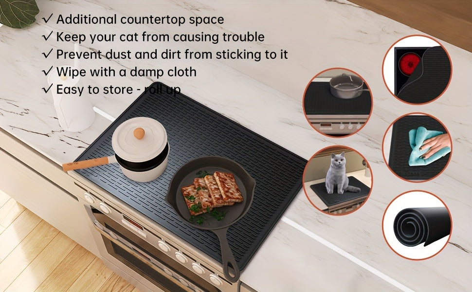 Silicone electric stove top cover mat Ceramic stove top cover, heat-resistant glass stove cover, non-slip stove mat, drain mat
